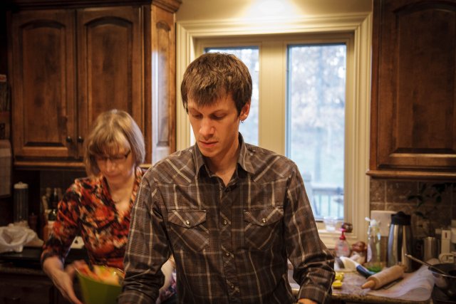 Matt and Nancy making dinner